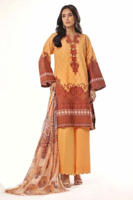 3 Piece Unstitched Printed Lawn Suit - 19