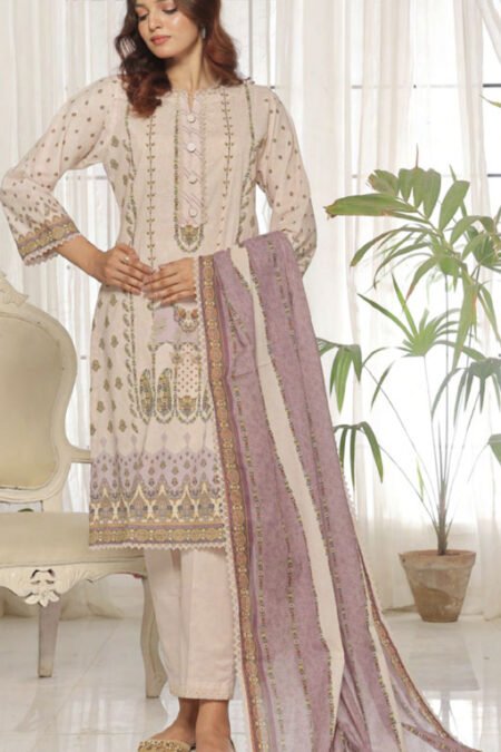 3 Piece Unstitched Printed Suit - 04