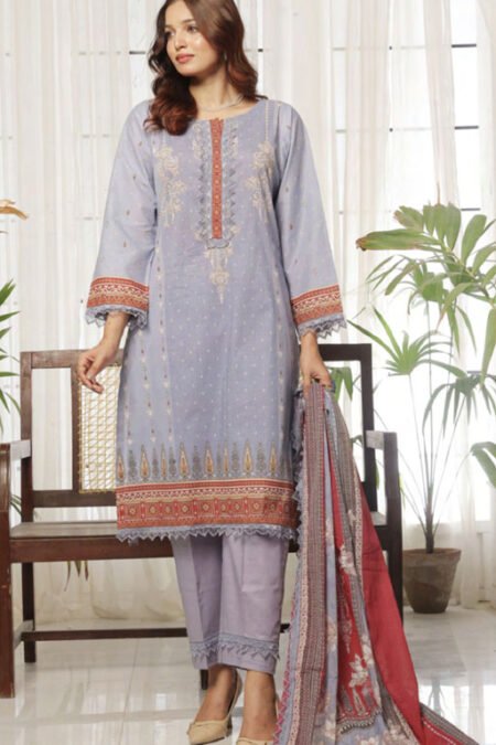 3 Piece Unstitched Printed Suit - 06