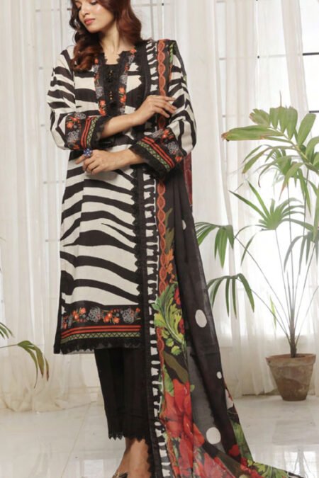 3 Piece Unstitched Printed Suit - 07