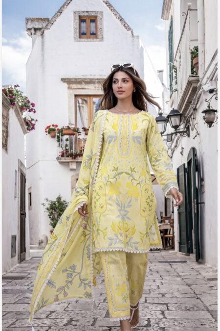 3 Piece Unstitched Printed Salwar Kameez - 01