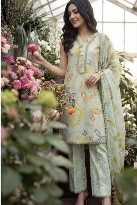 Peach Color Pakistani Lawn Suits - 07