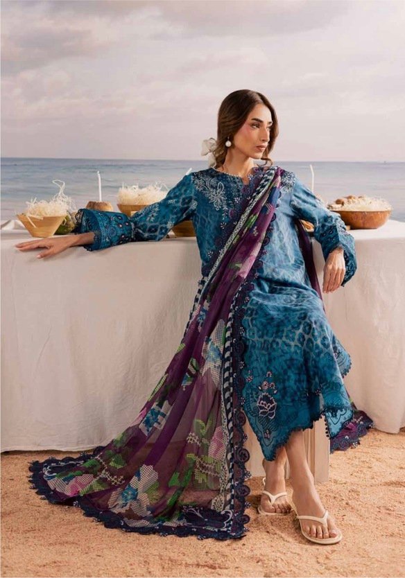 Unstitched Dark Sea Green Color Luxury Salwar Suit - 003 - Image 3