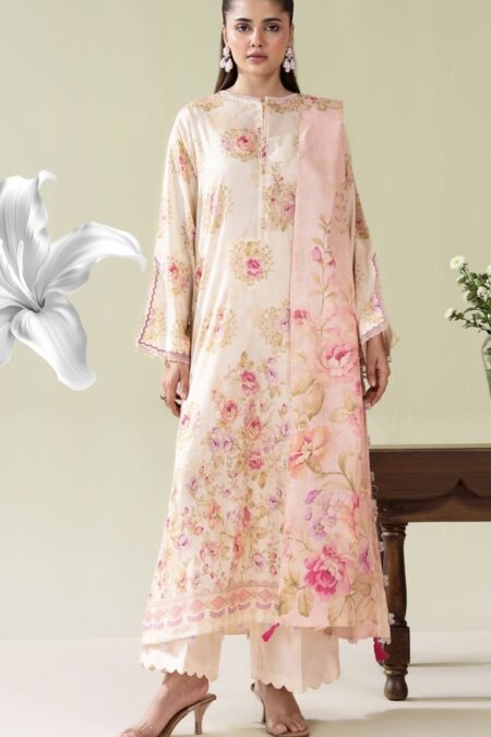 Home 3-Pieces Unstitched Orange Salwar and Shirt with Dupatta - SS008