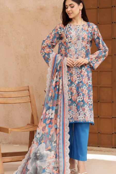 Multi Color Embroidered 3 Pcs Lawn Suit - 008