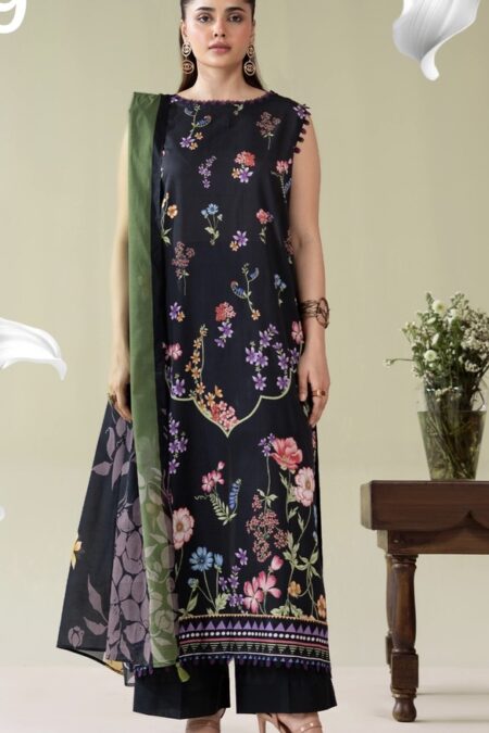 Home 3-Pieces Unstitched Black Salwar Suit with Dupatta - SS007