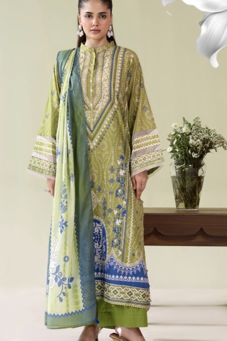 Home 3-Pieces Unstitched Green Salwar Kameez with Dupatta - SS005