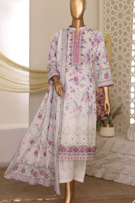 Home Off White Embroidered Printed Salwar Kameez - 06