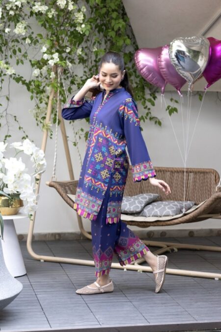Home Blue Color Ready to Wear Cord Set - SS05