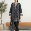 Minimalist White Lawn Suit with Black Prints