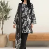 Floral Print Black & White Lawn Suit