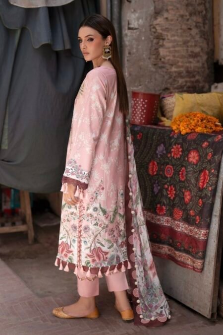 Alternative view of Printed Pakistani lawn suit with chiffon dupatta - UJ003